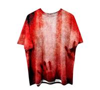 Problem Solved T-Shirt Men's Plus Size Halloween T-Shirt with Blood Splashes Bloody T-Shirts Scary Horror Bloody Sports Shirt with Blood Injury Short Sleeve Tops Casual Tee Shirts Tops