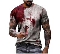 Problem Solved T-Shirt Men's Plus Size Halloween T-Shirt with Blood Splashes Scary T-Shirts with Bloody Letter Print Horror Bloody Sports Shirt Short Sleeve Bloody Tops Casual Tee Shirts Tops