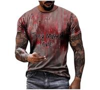 Problem Solved T-Shirt Men's Scary Halloween T-Shirt with Blood Splashes Bloody T-Shirts Crew Neck Horror Bloody Sports Shirt with Bloody Prints Short Sleeve Tops Casual Tee Shirts Tops