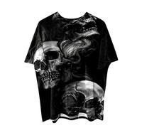 Problem Solved T-Shirt Men's Scary Halloween T-Shirt with Blood Splashes Bloody T-Shirts Crew Neck with Skeleton Print Short Sleeve Horror Bloody Tops Fashion Tee Shirts Tunic Tops
