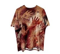 Problem Solved T-Shirt Men's Scary Halloween T-Shirt with Blood Splashes Bloody T-Shirts Crew Neck with Skeleton Print Short Sleeve Horror Bloody Tops Fashion Tee Shirts Tunic Tops
