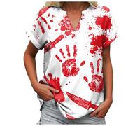 Problem Solved Tee Shirt, Problem Solved Halloween T Shirt Tee Woman Humor Clothing Halloween Costumes Women Bloody Horror T Tops, A-light Pink, S