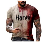 Probleme Resolu T Shirt Man Blood Waffle Costume Halloween Man Bloody Horror Problem Solved Short Sleeve T-Shirts Costume Halloween Bloody Tshirt Blood Tee Shirt Humour, 01-Khaki, 4XL