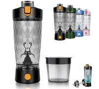 Problend One-Touch Shaker - Smooth Protein Mix Anywhere, 22oz Shaker Bottle with Powder Box, USB Rechargeable Portable Mixer Cup for Gym Sport, Shakes, Meal Replacements (Black)