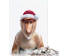 Proboscis Monkey Christmas Puzzle Fun Activity for at Home Premium Cardboard Jigsaw Puzzle for Adults Teen Gifts 1000pcs (75x50cm)