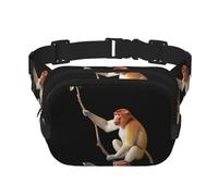 Proboscis Monkey Pattern trendy fashionable waist bag, unisex travel sports messenger bag