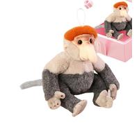 Proboscis Monkey Plush - Soft Monkey Plush Animal Toy | Realistic Comfort Wildlife Novelty Collection Display Stand Jungle Plush Creature Novelty Set Shea