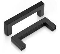 Probrico 90mm Black Cabinet Pulls Cabinet Handles Stainless Steel Drawer Pulls Cupboard Square Bar Handles Wardrobe Knobs 15 Pack