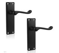 Probrico Elegant Matte Black Victorian Scroll Lever Door Handles, 154mm× 40mm Backplate Door Handles Set, Ideal for Internal Wooden Doors for Home and Office, 2 Pack