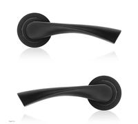 Probrico Internal Door Handle Set, Marvel Lever on Rose Door Handles Pair in Matte Black Finish - Interior Use Door Handle - Round Modern Design, 5 Pair