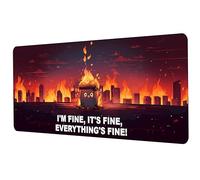 ProbTis Dumpster Fire Funny Mouse Pad, I'm Fine, It's Fine Desk Mat, XL Anime Gaming Keyboard Mat, Non-Slip Rubber Base, Big Extended Desk Protector for Home Office, 31.5×11.8 inch (Dumpster Fire)