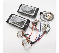ProBucker Alnico 2 Humbucker Pickups for Gibson Les Paul Pickups Neck and Bridge Pickups with 4 Core Quick Connect Terminals 2V2T Wiring Harness Push Pull Upgrade (Black Chrome)