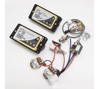 ProBucker Alnico 2 Humbucker Pickups for Gibson Les Paul Pickups Neck and Bridge Pickups with 4 Core Quick Connect Terminals 2V2T Wiring Harness Push Pull Upgrade (Black Gold)