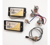 ProBucker Alnico 2 Humbucker Pickups Set for Gibson Les Paul Pickups,Neck and Bridge Pickups 2-Conductor 2V1T Wiring Harness,Neck (7.5 K, 50 mm) + Bridge (8.4 K, 52 mm) Vintage Tone Upgrade (Gold)