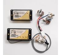 ProBucker Alnico 2 Humbucker Pickups Set for Gibson Les Paul Pickups,Neck and Bridge Pickups 2-Conductor 1V1T Wiring Harness,Neck (7.5 K, 50 mm) + Bridge (8.4 K, 52 mm) Vintage Tone Upgrade (Gold)