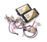 ProBucker Alnico 2 Humbucker Pickups Set Gold for Gibson Les Paul Pickups,Neck and Bridge Pickups with 2-Conductor Quick-Connect Terminals, 2V2T Wiring Harness, Vintage Tone Upgrade