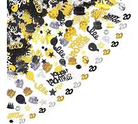 Probuk 20g Black & Gold Birthday Decorative Confetti - Multicoloured Scatter Confetti for Table Decorations, Gift Bags & Invitations