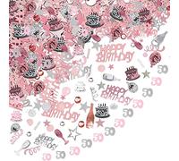 Probuk 50th Birthday Decorative Confetti 20g Pink and Silver, Shiny Multi-Coloured Scatter for Table Decorations, Gift Bags, Invitations, Cake Stands