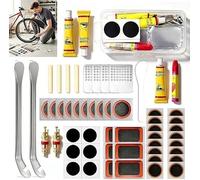 Probuk 56 PCS Bicycle Tyre Repair Kit - Self-Adhesive Puncture Patches with Glue, 2 Tyre Levers & Storage Box - Suitable for Road, MTB, Hybrid, City Bikes & Motorcycles