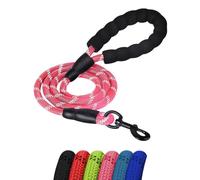 ProBytes 1.2M Dog Lead - Reflective Thread Safety Design, 360° Swivel Lobster Claw Clip/Hook, Easy Grip Padded Handle, Heavy Duty & Waterproof, Leash, Rope, Harness, Small Medium Large Pets - Pink