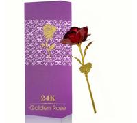 ProBytes 24K Metallic Rose Artefact - Foil Rose, Preserved, Elegance, Symbol, Emblem, Love, Romance, Eternity, Women, Girlfriend, Mum, Wife, Birthday, Valentine's, Anniversary, Present, Surprise