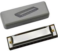 ProBytes Diatonic Harmonica in C Key-Scale - 10 Holes Symphony Mouth Organ, Steel-ABS, Gift-Carry Case, Artists, Professionals, Beginners, Adults, Stage Performer, Juniors, Musical Instrument - Silver