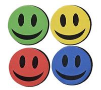 ProBytes Magnetic Dry Wipe Whiteboard Eraser 4 Pack - Lightweight Fun Character Duster, Board, Ceramic, Porcelain, Melamine, Glass Rubber, Smiley Emoji Design - Catchy Colours