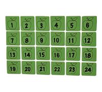 ProBytes Magnetic Dry Wipe Whiteboard Mini Erasers 24 Pack - Lightweight Fun Numerical Board Duster, Ceramic, Porcelain, Melamine, Glass Rubber, 1 to 24 Numbered Apple Sketch - Green Squares