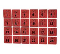 ProBytes Magnetic Dry Wipe Whiteboard Mini Erasers 24 Pack - Lightweight Fun Numerical Board Duster, Ceramic, Porcelain, Melamine, Glass Rubber, 1 to 24 Numbered Apple Sketch - Red Squares
