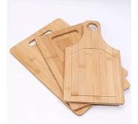 ProBytes Set of 3 Pcs Natural Bamboo Chopping Boards - Multipurpose Wooden Cutting & Serving Board Set with Handle - Durable Kitchen Boards for Meat, Vegetables, Bread & Cheese - Knife-Friendly