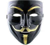 ProBytes V for Vendetta Mask - Guy Fawkes, Hacker, Anonymous, Purge, Horror, Cosplay, Masquerade, Act, Commemoration, 5th November, Carnival, Halloween, Festival, Bonfire Night, On Size (Black)