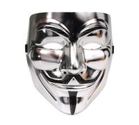 ProBytes V for Vendetta Mask - Guy Fawkes, Hacker, Anonymous, Purge, Horror, Cosplay, Masquerade, Act, Commemoration, 5th November, Carnival, Halloween, Festival, Bonfire Night, On Size (Silver)