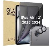 ProCase 1 Pack Privacy Screen Protector + 2 Pack Camera Lens Protectors for iPad Air 13 Inch M3 2025 / M2 2024, Anti-Spy Tempered Glass Film for iPad Air 7/6 -Gray