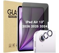 ProCase 1 Pack Privacy Screen Protector + 2 Pack Camera Lens Protectors for iPad Air 13 Inch M4 2026 / M3 2025 / M2 2024, Anti-Spy Tempered Glass Film for iPad Air 13" -Purple