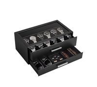 ProCase 12-Slot Watch Case for Men, 2-Tier Pull-Out Drawers Box -Black | Fathers Day Gift for Dad Men with Display Clear Top Lid, Jewelry Sunglasses Storage Organizer, Anniversary Birthday Gifts