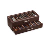 ProCase 12 Slots Sunglasses Organizer Box, 2 Layers PU Leather Sunglass Glasses Holder with Clear Top Lid Eyewear Eyeglass Display Case Multiple Pairs Glass for Men Women -Espresso