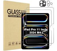 ProCase 2+2 Pack Screen Protector for iPad Pro 11 inch 2024 (M4) A2836 A2837 A3006 with Camera Lens Protector, Tempered Glass Film for iPad Pro 11" 5th Gen -Black+Clear
