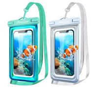 ProCase 2 Pack Floating Waterproof Phone Pouch IPX8,Universal Dry Bag Fits iPhone 17/16/15/14/13 Series,Galaxy S24/S23/S22, Pixel 8/7 (Up to 7”),Touchscreen,Underwater & Snow Protection -Whitegreen