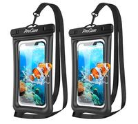 ProCase 2 Pack Floating Waterproof Phone Pouch IPX8, Universal Dry Bag Fits iPhone 17/16/15/14/13 Series, Galaxy S24/S23/S22, Pixel 8/7 (Up to 7”), Touchscreen, Underwater & Snow Protection -Black
