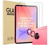 ProCase 2 Pack Screen Protector for Galaxy Tab S10 Lite / S10 FE 2025 / Tab S9 FE 5G 2023 / Tab S9 11 inch + 2 Pack Camera Lens Protector, Tempered Glass Film Compatible with S Pen -Coralred