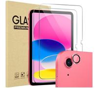 ProCase 2 Pack Screen Protector for iPad A16 2025 11th/10th 2022 Generation (11-inch/10.9), Clear Tempered Glass Film Guard with 1 Camera Lens Protector -Glitter Pink