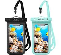 ProCase 2 Pack Waterproof Phone Case Pouch, IPX8 Underwater Dry Bag for iPhone 17 Air 16 15 14 13 12 Plus Pro Max 11 Xs Max XR X 8 7 6S, Galaxy S22 S22+ S21 FE - Black/Green