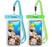 ProCase 2 Pack Waterproof Phone Case Pouch, IPX8 Underwater Dry Bag for iPhone 17 Air 16 15 14 13 12 Plus Pro Max 11 Xs Max XR X 8 7 6S, Galaxy S22 S22+ S21 FE -Blue/Green