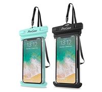 ProCase 2 Pack Waterproof Phone Pouch, Underwater Case phone sleeve for iPhone 17 Air 16 15 14 Plus Pro Max 13 12, Galaxy S24 Ultra S23 S22 Up to 7.0 inch, Cruise Beach Essential -Green/Black