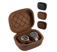 ProCase 2-Slot Watch Travel Case with Carabiner, EVA Hard Shell - Brown | Attaches to Backpacks and Bags, Fits Watches up to 50mm, Soft Lining Helps Prevent Scratches, Ideal for Travel & Commuting