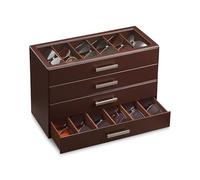 ProCase 24 Slots Sunglasses Organizer Box, 4 Layers PU Leather Sunglass Glasses Holder with Clear Top Lid Eyewear Eyeglass Display Case Multiple Pairs Glass for Men Women -Espresso