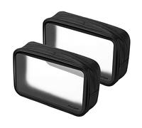 ProCase 2Pcs Clear Toiletry Bag, See Through Makeup Bags for Flight Airline Security, Waterproof TSA Approved Clear Wash Bag Cosmetic Bags for Men Women and Kids During Travel Time -Black