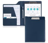ProCase Clipboard Folder Portfolio, A4 Leather Padfolio Clipboard, Business Professional Portfolio Folder for Interview Resume Office Conference -Darkblue
