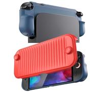 ProCase Dockable Switch 2 Grip Case, Protective PC Front Cover with a Foldable Controller Holder Design, Slim Shockproof Hard Shell Fit for 2025 Switch 2 & Kickstand -Red&Blue