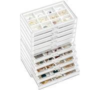 ProCase Earring Holder Organizer Jewelry Box with 10 Drawers, Acrylic Clear Earring Case with Adjustable Velvet Trays for Women - Warmwhite,10 Layers